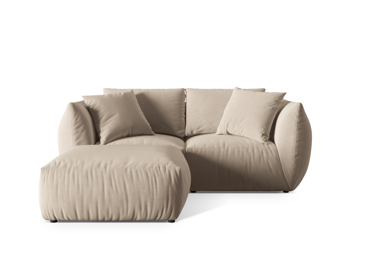 Coltar modular reversibil 4 locuri, Chris-184, Micadoni Home, 220x200x80 cm, catifea, ecru Colțare